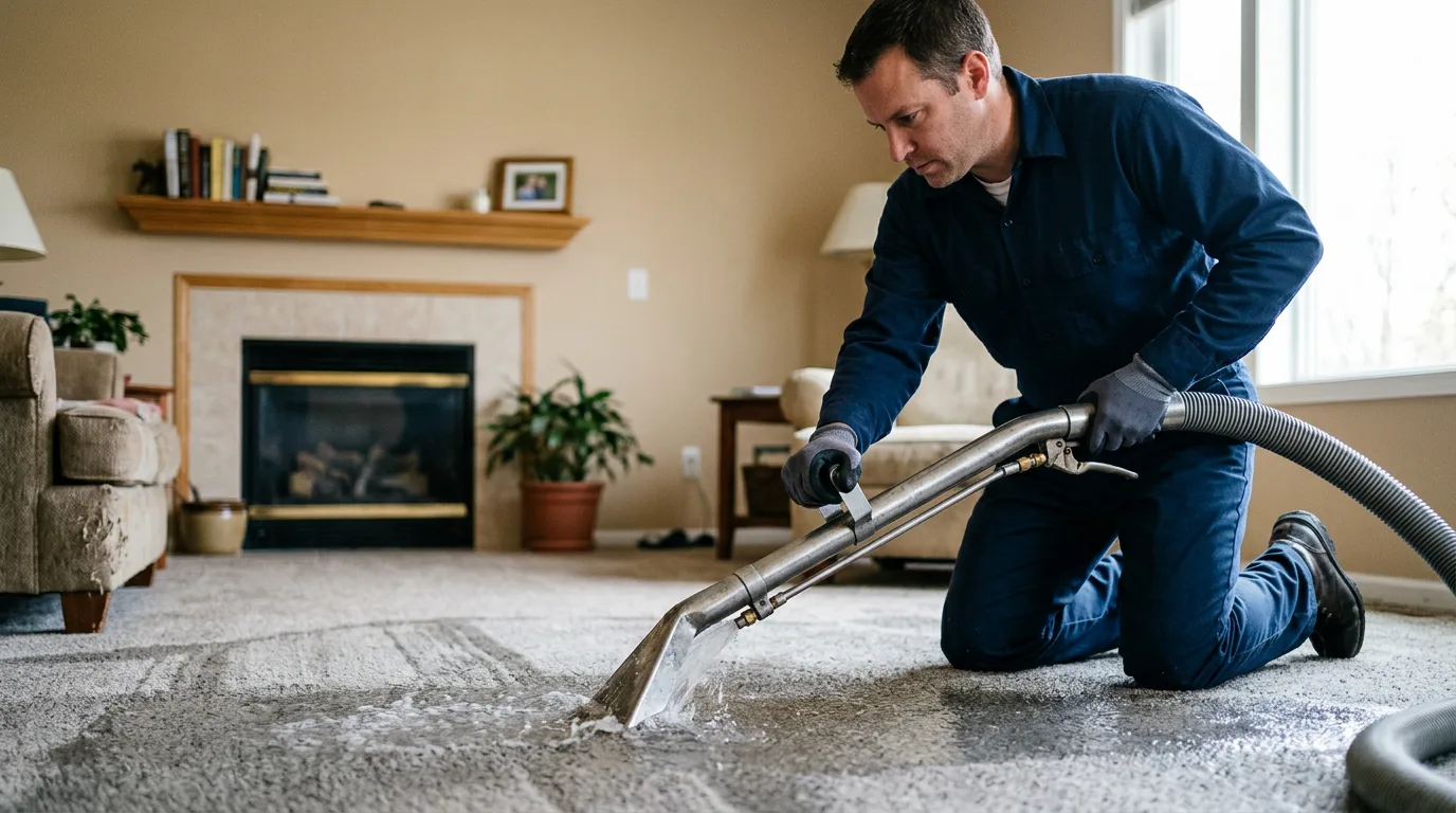 Water damage restoration technician working near Chantilly, VA